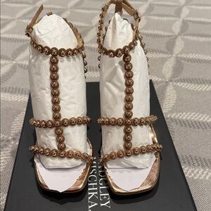 Elegant Gold Beaded Women's Sandals